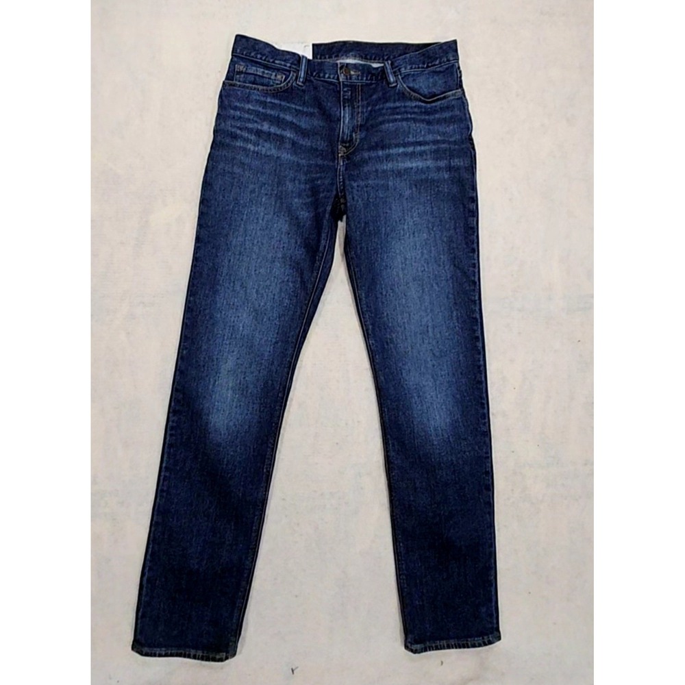 Banana Republic Jeans Mens 34x32 Whisker Slim Fit Dark Blue Organic Cotton